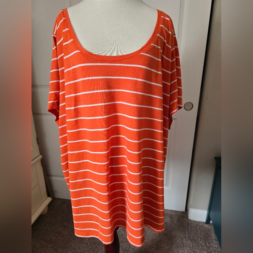 Ava and Viv orange and white striped T-shirt size 4X